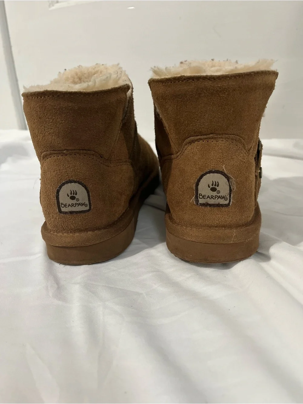 Kids Bear Paw Cozy Faux-Shearling Slip-On Booties in Brown size 4